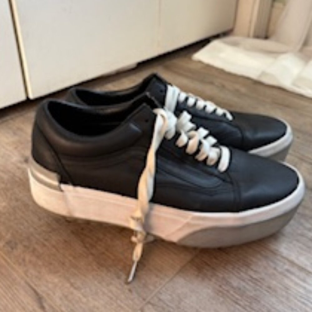 Vans Old Skool Black stacked black leather sneakers